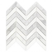 Splashback Tile Dart White Carrara and Thassos Marble Mosaic Tile - 3 in. x 6 in. Tile Sample-S1B2DRTCRATAS 206675398