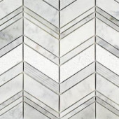 Splashback Tile Dart Winged Carrera Marble Mosaic Tile - 3 in. x 6 in. Tile Sample-SMP-DRTWGDCRA 206675399