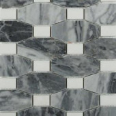 Splashback Tile Diapson Dark Bardiglio with Thassos Dot 10 in. x 10 in. x 10 mm Polished Marble Mosaic Tile-DIADKBDTADT 206823035