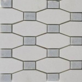 Splashback Tile Diapson White Thassos with Blue Celeste Dot 10 in. x 10 in. x 10 mm Polished Marble Mosaic Tile-DIATASBLDT 206823033