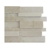 Splashback Tile Dimension 3D Brick Crema Marfil Pattern Marble Mosaic Floor and Wall Tile - 3 in. x 6 in. x 8 mm Tile Sample-L4A11 203217981