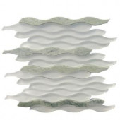 Splashback Tile Flow Viper Polished Glass and Marble Mosaic Wall Tile - 3 in. x 6 in. Tile Sample-C2B6 206496992