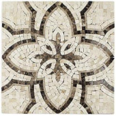 Splashback Tile Garden Crema Marfil and Dark Emperador 12 in. x 12 in. x 10 mm Marble Mosaic Tile-GDNCRDRKRMP 206675403