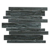 Splashback Tile Gemini Black Birch Planks 11-3/4 in. x 11 in. x 6 mm Glass Mosaic Tile-GEMINIBLACKBIRCHPLANK 206496873