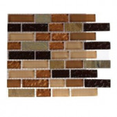 Splashback Tile Golden Trail Blend Bricks 1/2 in. x 2 in. Marble and Glass Mosaics Bricks - 6 in. x 6 in. Tile Sample-R4C6 203218115