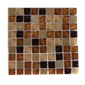 Splashback Tile Golden Trail Blend Squares 1/2 in. x 1/2 in. Marble and Glass Mosaics Squares - 6 in. x 6 in. Floor and Wall Tile Sample-R5D5 203218147