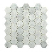 Splashback Tile Hexagon White Carrera 12 in. x 12 in. x 8 mm Floor and Wall Tile-HEXAGON WHITE CARRERA 204688642