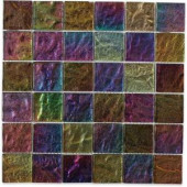Splashback Tile Iridescent Gold Squares Glass Floor and Wall Tile - 3 in. x 6 in. Tile Sample-C3A10IRDGLDSQ 206675366