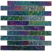 Splashback Tile Iridescent Ocean Bricks 9-3/4 in. x 13 in. x 8 mm Foil Glass Mosaic Tile-IRDOCNBRK 206675358