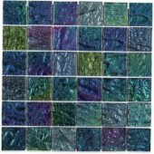 Splashback Tile Iridescent Ocean Squares Glass Floor and Wall Tile - 3 in. x 6 in. Tile Sample-C3C10IRDOCNSQ 206675364