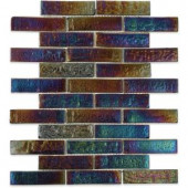 Splashback Tile Iridescent Raven 9-3/4 in. x 13 in. x 8 mm Glass Floor and Wall Tile-IRIDESCENT RAVEN BRICK 203061375