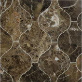 Splashback Tile Kerosene Dark Emperador 9.12 in. x 11-3/4 in. x 10 mm Polished Marble Mosaic Tile-KRODRKEMP 206785972