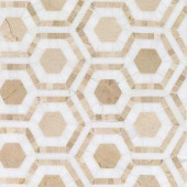 Splashback Tile Kosmos Crema and Thassos Hexagon 11-3/4 in. x 11-3/4 in. x 10 mm Polished Marble Mosaic Tile-KOSCRMHX 206675382
