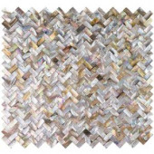 Splashback Tile Lokahi Brume Gold Herringbone Pearl Shell Mosaic Tile - 11-5/8 in. x 12 in. Tile Sample-LOKGLDHERISMP 300990168