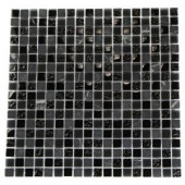Splashback Tile Metropolis Black Blend 12 in. x 12 in. x 8 mm Marble and Glass Mosaic Floor and Wall Tile-METROPOLIS BLACK BLEND .5 X.5 203061509