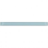 Splashback Tile Misty Blue 3/4 in. x 12 in. x 11 mm Glass Pencil Liner Trim Wall Tile-GPL MISTY BLUE 206347053