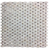 Splashback Tile Mother of Pearl Carved White with Black Dot Pearl Shell Mosaic Floor and Wall Tile - 3 in. x 6 in. Tile Sample-R3B5 206496953