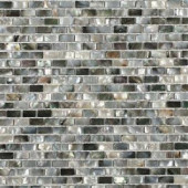 Splashback Tile Mother of Pearl Deep Ocean Gray 12 in. x 12 in. x 2 mm Mini Brick Pearl Shell Glass Wall Mosaic Tile-MOPDEEPOCNGRAYMINIBRKPEARL 206496842