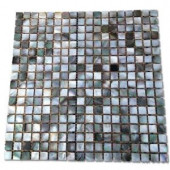 Splashback Tile Mother of Pearl Deep Ocean Gray 12 in. x 12 in. x 2 mm Square Pearl Shell Glass Mosaic Tile-MOPDEEPOCNGRAYSQPEARL 206496843