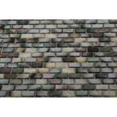 Splashback Tile Mother of Pearl Deep Ocean Gray Mini Brick Pearl Shell Mosaic Floor and Wall Tile - 3 in. x 6 in. Tile Sample-C3D9 206496945