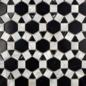 Splashback Tile Noble Hexagon Nero Marquina Pearl and Marble Tile - 3 in. x 6 in. Tile Sample-R1C8NBLHXPLBK 206785957