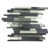 Splashback Tile Olive Branch Black 11-3/4 in. x 11-3/4 in. x 10 mm Slate Glass and Stone Mosaic Tile-OLVBRCBLKSLATE 206203012