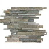 Splashback Tile Olive Branch Green Quartz Glass and Stone Mosaic Tile - 3 in. x 6 in. Tile Sample-R6A9 206203080