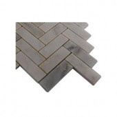 Splashback Tile Oriental Sculpture Herringbone Marble Mosaic Floor and Wall Tile - 1 in. x 3 in. x 8 mm Tile Sample-L3B12 203217975