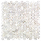 Splashback Tile Pacif White Penny Round 12.51 in. x 12.79 in. x 2 mm Pearl Shell Mosaic Tile-PACWHTPNYRD 300915817