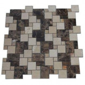 Splashback Tile Parisian Crema Marfil and Dark Emperador Blend 12 in. x 12 in. Marble Floor and Wall Tile-PARISIAN CREMA MARFIL AND DARK EMPERADOR 204279054