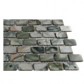 Splashback Tile Pitzy Brick Donegal Gray Pearl Glass Tile Mini Brick Pattern Glass Floor and Wall Tile - 3 in. x 6 in. Tile Sample-R3D4 203218096