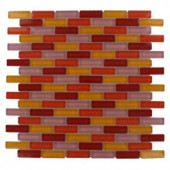 Splashback Tile Polished Brick Pattern 12 in. x 12 in. x 8 mm Glass Mosaic Floor and Wall Tile-CONTEMPO SASHIMI 203061469