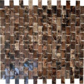 Splashback Tile Rich Dark Emperador 12 in. x 12 in. x 8 mm Marble Mosaic Floor and Wall Tile-DARK EMPERADOR .5X1 203061322