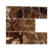 Splashback Tile Rich Dark Emperador Chamfered 2 in. x 4 in. Marble Mosaic Tile Sample-L3C1 203217979