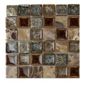 Splashback Tile Roman Selection Charred Chestnut Glass Mosaic Floor and Wall Tile - 3 in. x 6 in. x 8 mm Tile Sample-R4C1 203218111