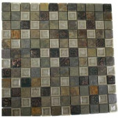 Splashback Tile Roman Selection Emperial Slate With Deco 12 in. x 12 in. x 8 mm Glass Mosaic Floor and Wall Tile-ROMAN SELECTION EMPERIAL SLATEW/DECO 1X1 203478045