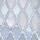 Splashback Tile Roman Selection Iced Blue Arabesque Glass Mosaic Tile - 3 in. x 6 in. Tile Sample-T1B11 206203056