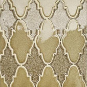 Splashback Tile Roman Selection Iced Gold Arabesque 12-1/4 in. x 13-3/4 in. x 8 mm Glass Mosaic Tile-RMNICDGLDARB 206203034