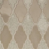 Splashback Tile Roman Selection Iced Light Cream Arabesque 12-1/4 in. x 13-3/4 in. x 8 mm Glass Mosaic Tile-RMNICDLTCRMARB 206203035