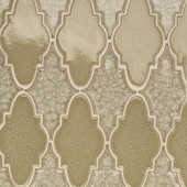 Splashback Tile Roman Selection Iced Tan Arabesque Glass Mosaic Tile - 3 in. x 6 in. Tile Sample-T1B10 206203053