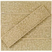 Splashback Tile Roman Selection Iced Tan Glass Mosaic Tile - 2 in. x 8 in. Tile Sample-L7D6 206203058