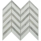 Splashback Tile Royal Herringbone White Thassos and White Carrera Strips Polished Marble Tile - 3 in. x 6 in. Tile Sample-C1C3HDRYLWHTASCRA 206656093