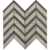 Splashback Tile Royal Herringbone Wooden Beige and Athens Gray Strips Polished Marble Tile - 3 in. x 6 in. Tile Sample-C1C2HDRYLWDNBGE 206656091