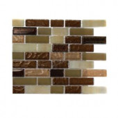 Splashback Tile Southern Comfort Brick Pattern 1/2 in. x 2 in. Marble and Glass Tile - 6 in. x 6 in. Tile Sample-R4C5 203218114