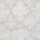 Splashback Tile Steppe Casablanca White Carrera with Thassos 12 in. x 14 in. x 8 mm Polished Marble Waterjet Mosaic Tile-STPCSACRATA 206705820