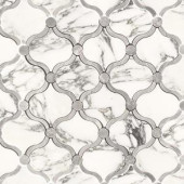 Splashback Tile Steppe Eastern Sky Gray Polished Marble Waterjet Mosaic Floor and Wall Tile - 3 in. x 6 in. Tile Sample-S1B13STPESTSKGR 206705830