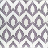Splashback Tile Steppe Lily 13-1/4 in. x 13-1/4 in. x 8 mm Polished Marble and Glass Waterjet Mosaic Tile-STPLILY 206705814