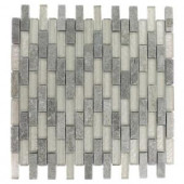 Splashback Tile Tectonic Brick Green Quartz Slate and White Gold 12 in. x 12 in. x 8 mm Glass Mosaic Floor and Wall Tile-TECTONIC BRICK GREENQUARTZSLATEWHITEGOLD 203478069