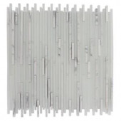 Splashback Tile Tetris Stylus Carrara Ice Pattern 12 in. x 12 in. x 8 mm Glass Mosaic Floor and Wall Tile-TETRIS STYLUS CARRERA 203061301