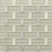 Splashback Tile Weave Bright White Polished Glass, Marble and Metal Tile - 3 in. x 6 in. Tile Sample-L3D8WEVBRTWHT 206822954